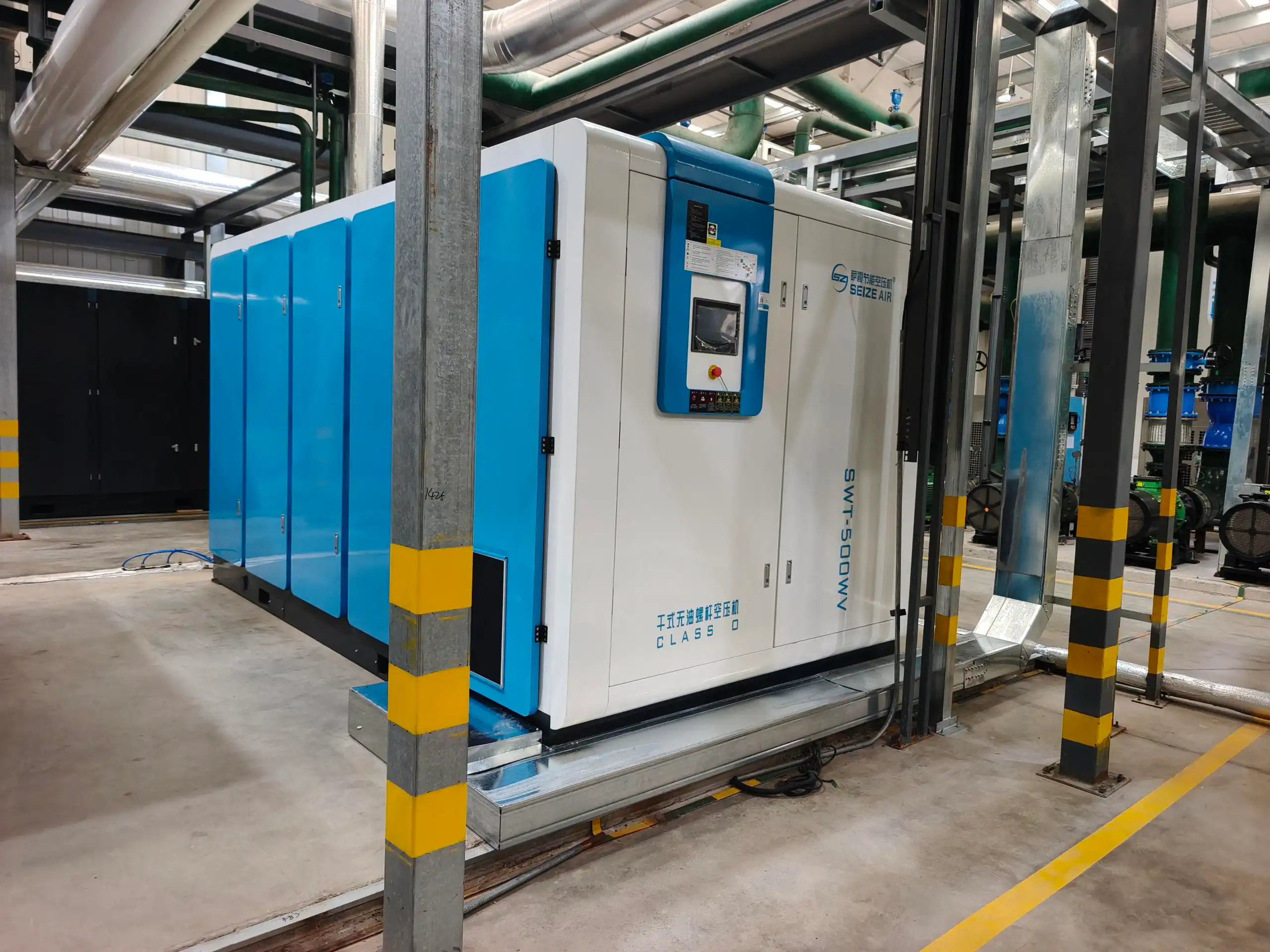 500KW PM VSD ڈرائی ٹائپ آئل فری اسکرو ایئر کمپریسر